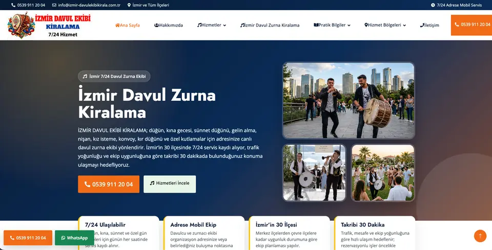 İzmir Davul Ekibi Kirala masaüstü ana sayfa görünümü