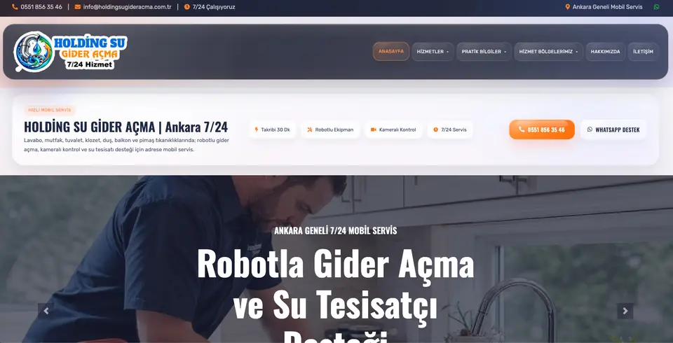 Holding Su Gider Açma masaüstü ana sayfa görünümü
